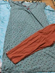 Vintage Floral Print Nightgown Set
