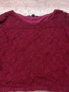 Maroon Lace Long Sleeve Top