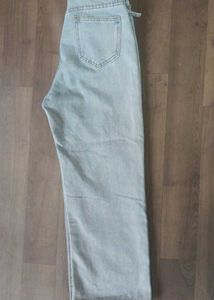 Korean Wide Leg Blue Light Fade Cotton Jeans