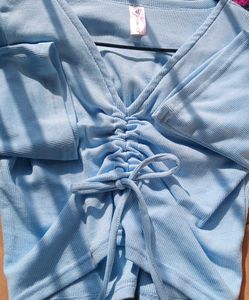Cute Blue Long Sleeve Top