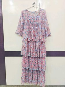 Floral Tiered Dress With Shrug