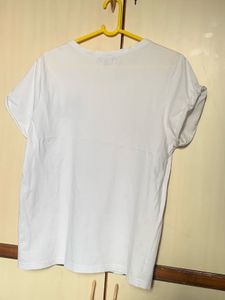 Zudio White T-shirt For Women Pure Cotton