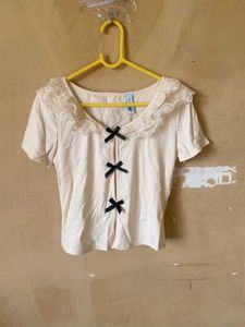 Cream Lace Insert Top