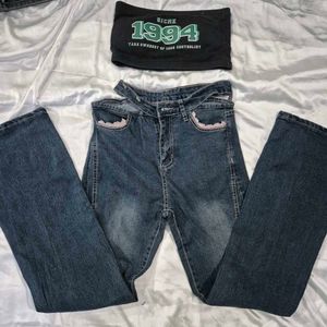 low waist bootcut Denim With Cutout Y2k