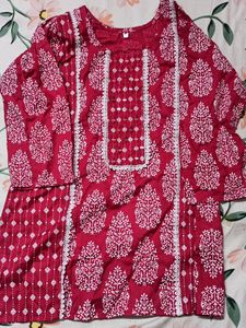 Bright pink Short Kurti For Women