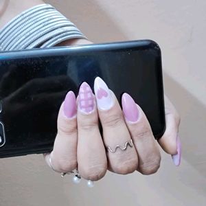 Mauve &amp; Heart Press-On Nails