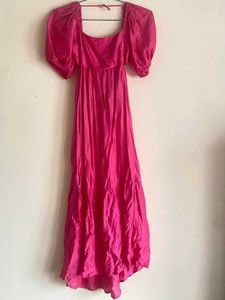 Hot Pink Puff Sleeve Dress