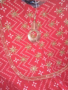 Red Embroidered Sleeveless Dress