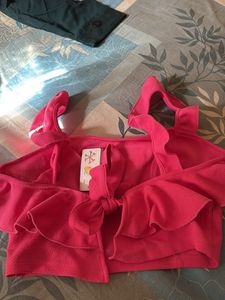 Fuschia Frilled tie Back Top