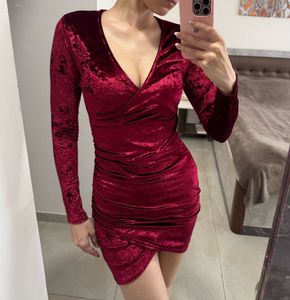 Maroon Velvet Party Dress, size S