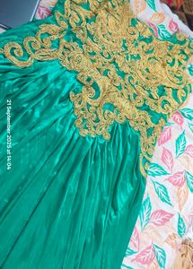 Emerald Green &amp; Gold Embellished Dress