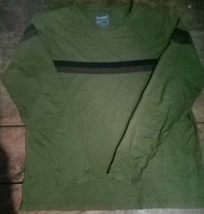 Vintage Olive Green Striped Long Sleeve.