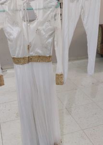 White and Golden sequince anarkali