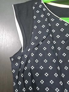 Black Long Dress With Front Design