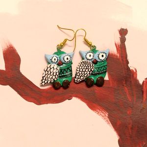 Handpainted Owl Earrings