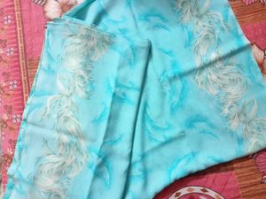 Elegant Aqua Blue Floral Saree