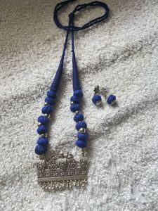 Oxidised Earrings With Thred Jewellery Set