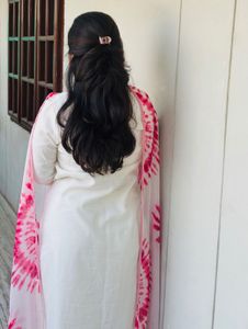 Beautiful White And Pink Kurta Set 🩷