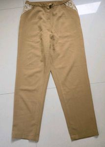 Khaki Lace Detail Trousers