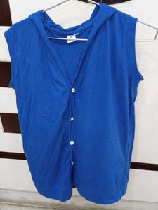 Blue Sleeveless Hoodie