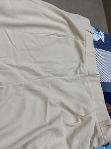 Beige Wide Leg Trousers