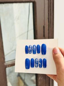 Blue Marble Press-On Nails