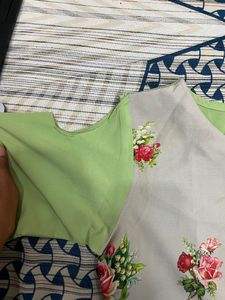 Pastel Green And Grey Colour Kurthi