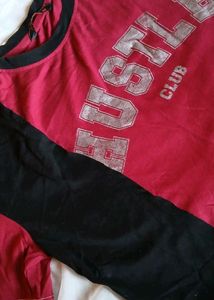 ---Bold Red & Black "Hustle Club" Crop Top❤️