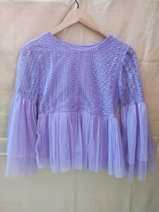 lavender cute net top for women