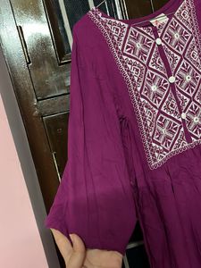 Embroidered Purple Kurta Dress