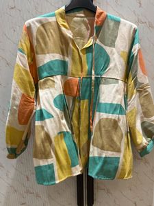 Colorful Print Top With Tie-Ups