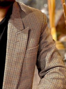 Men’s Brown Check Double Breasted Blazer