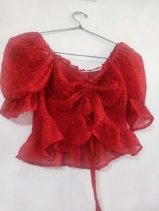 Red Bohemian Crop Top