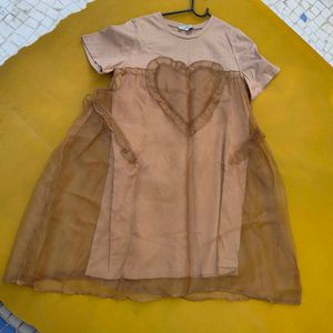 Korean Style Tshirt Organza Short Dress