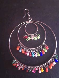 Colorful Beaded Hoop Earrings