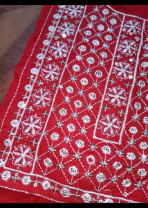 Red and white Embroidered neck patch  ne