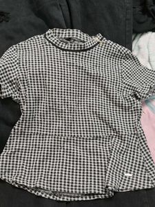 Gingham Peplum Top