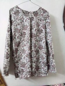 White With Design Print Kurta