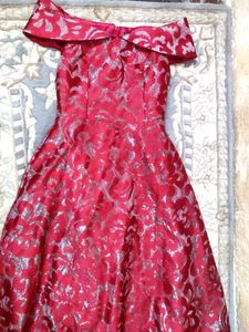 Elegant Red &amp; Silver Party Dress