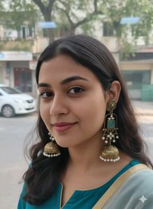 Green Jhumka Earrings