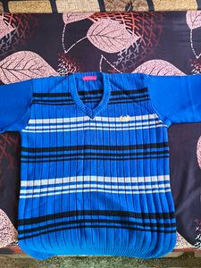 Striped Blue V-Neck Sweater