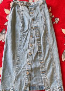 Denim Blue Button-Front Skirt