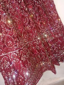 Maroon Bridal Gown with Dupatta