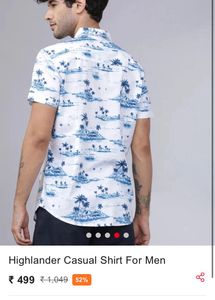 White And Blue Printed Shirt For Men