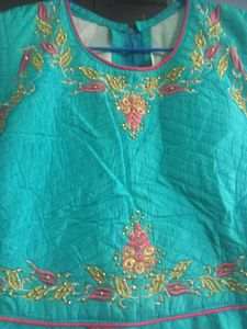 Aqua Dress with Floral Detail