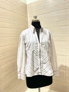 Y2k Vintage Imported Striped Button-Down Shirt