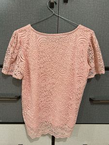 Peach Lace Top - Short Sleeve