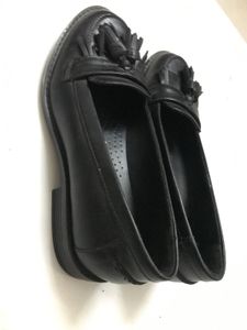 Clarks Black Leather Tassel Loafers