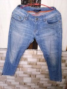 Blue Denim Capri Jeans