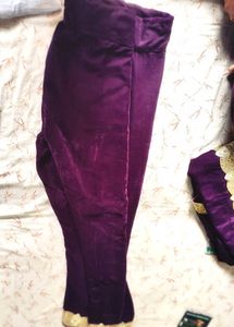 Elegant Purple Velvet A-line Kurta